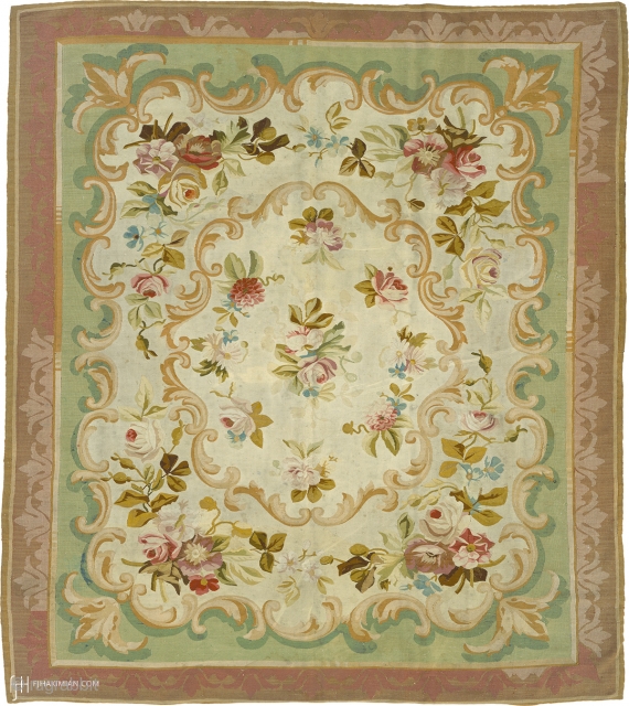 Antique French Aubusson Rug
France ca.1870
8'8" x 7'7" (264 x 231 cm)
FJ Hakimian Reference #02101
                   