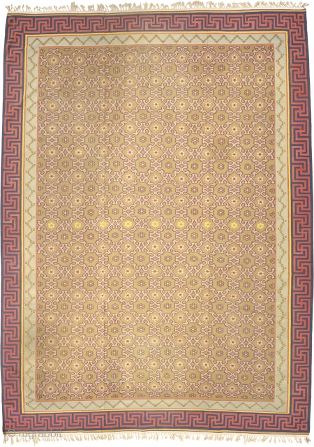 Antique Indian Dhurie Rug
India ca. 1930
14'8" x 10'8" (448 x 326 cm)
FJ Hakimian Reference #02282
                  