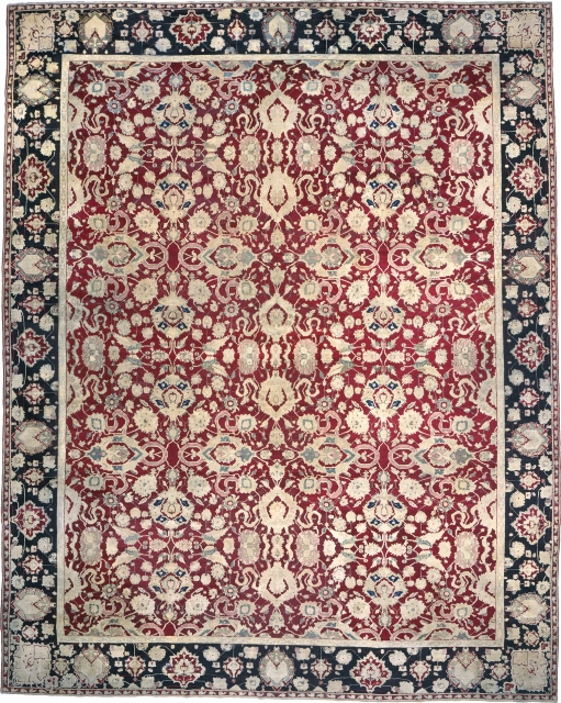 Antique Indian Agra Carpet
India ca.1880
17'10" x 13'11" (544 x 425 cm)
FJ Hakimian Reference #09045
                   