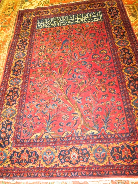 Antique Persian Kurk Kashan Rug.

size 4'5'' x 6'7''. condition full pile with no wear.fine knots quality.circa 1910.                