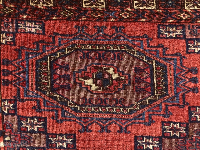 Mid 19th century Tekke chuval beautiful colors and good condition with silk highlight very good  shiny  Silky wool.             