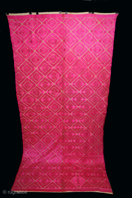 Thirma Phulkari From West(Pakistan)Punjab India Called As Shisha(Mirror)Design Bagh.C.1900.Floss Silk on Hand Spun Cotton khaddar Cloth. Its size is W-124cm x L-248cm.(DSC06060).Please email me at indianarts1369@gmail.com.       