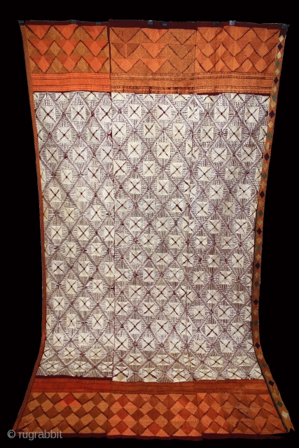 Phulkari From West(Pakistan)Punjab India Called As Rare Chand(Moon) Bagh.C.1900. Floss Silk on Hand Spun Cotton khaddar Cloth.(DSL04310).                