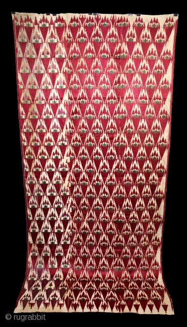 Khanjar Thirma Phulkari From West(Pakistan)Punjab India Called As Khanjar thirma Bagh.C.1900.Floss Silk on Hand Spun Cotton khaddar Cloth.(DSE03640).               