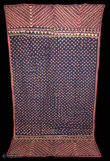 Indigo Phulkari From East(Punjab)India Called As Mughal Buti phulkari.Rare Design.Extremely Fine Phulkari.(DSL02320).                     