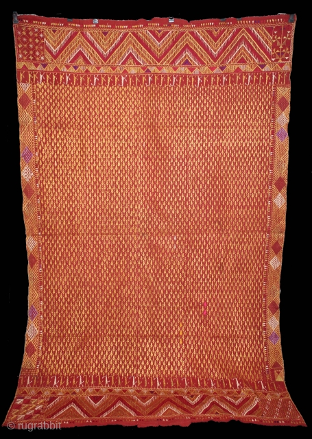 Phulkari From East(Punjab)India Called As Phulkari. Rare Design. Floss Silk on Hand Spun Cotton khaddar Cloth.(DSL05190).                 