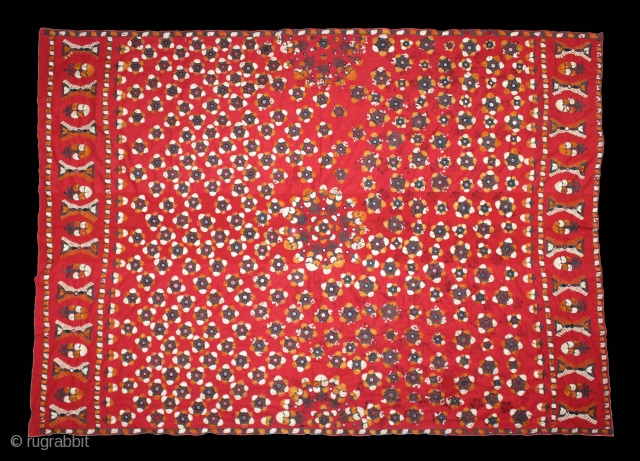 Abochhini Wedding Shawl (Women) From Sindh Pakistan India.C.1900. Silk Embroidery on the Cotton. Its size is 150cm X 206cm.(DSL03950).              