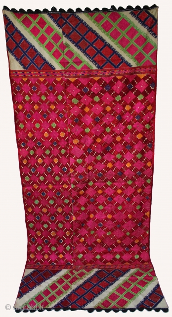 Swat Valley Vintage Phulkari from (Pakistan) very rare influence of Design with Beautiful Colour combination of Swat Valley Bagh. Perfect condition.(DSE00500)            