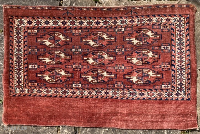 Late 19th century Yomut chuval, in very good condition.
0.80m by 1.03m
Contact gene@heritage-antique-rugs.com                     