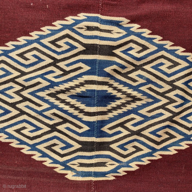 Early 20th century North American kelim in good condition, with some small old reweaves.  1.76m by 1.39m

Contact gene@heritage-antique-rugs.com for more pics, shipping queries etc.

        