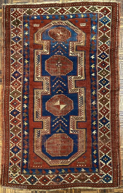 Karagashli Caucasian double-ended prayer rug, dated AH 1303/ 1885CE
3’8 x 5’9”/ 112 x 175 cm                  