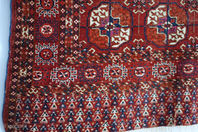 Antique small Tekke wedding rug. It's very pliable and folds like a cloth. Some wear. Please contact me at Steven.malloch@gmail.com or gerrerugs@gmail.com for questions or purchase. Cheers!      