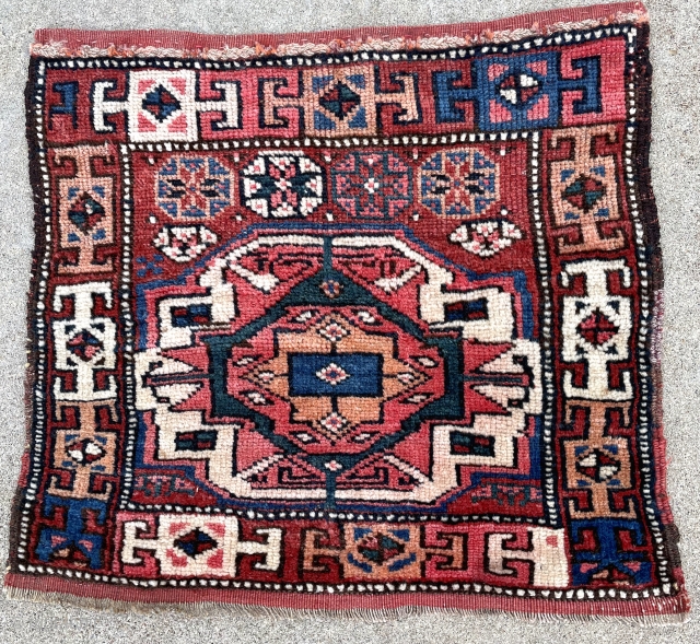Antique Quchan Kurdish bag face. Natural dyes, beautiful piece. 54x54cm or 1'9" x 1'9"                   