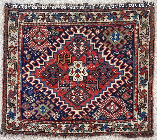 Antique Qashqai bagface. 1'7" x 1'10" or 56 x 49cm                       