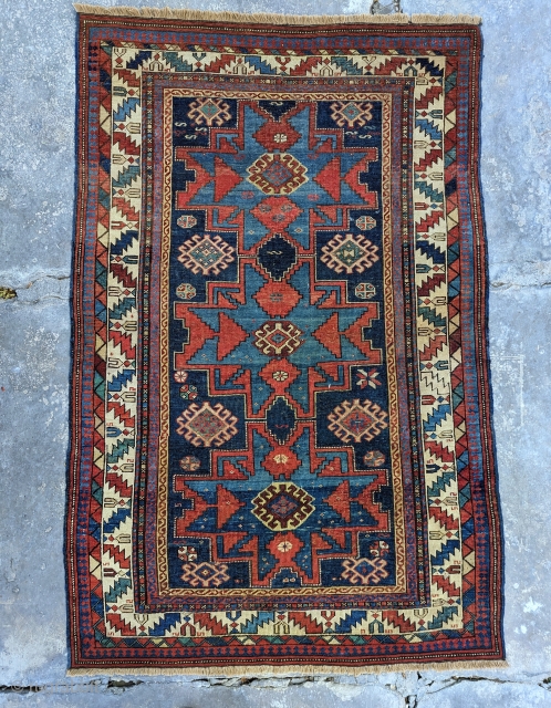 Antique Lesghi star Kazak rug. Natural dyes, some repairs, overall great condition and beautiful abrash. 5'10" x 3'7" or 170x115cm  Please contact me at: steven.malloch@gmail.com or gerrerugs@gmail.com     