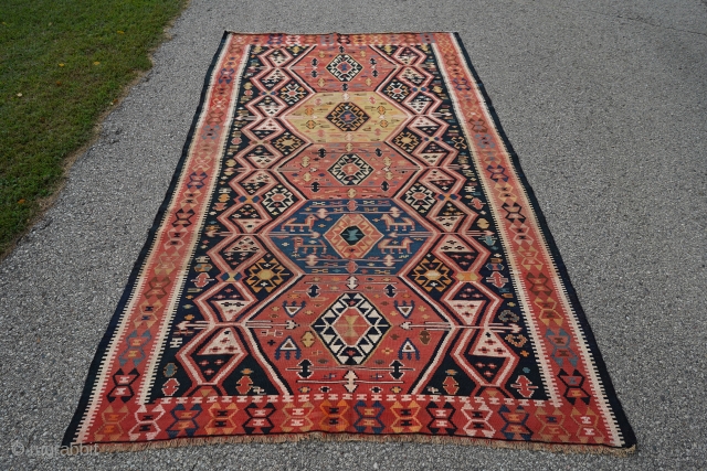 Antique Armenian Caucasian Kilim. Incredible tight weave and great colors. It's from a rare group of kilims.

Sourced from a village near Tusheti, Georgia. Let me know if you need more info and  ...