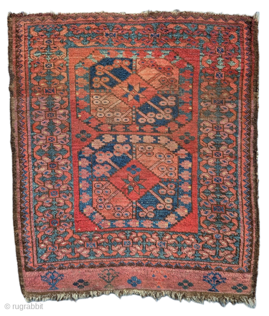 Antique Ersari wedding rug. Rare border and an overall charming rug.

3'0" x 3'4" or 92 x 102cm

Please contact me at steven.malloch@gmail.com or gerrerugs@gmail.com for purchase or questions. Cheers.     