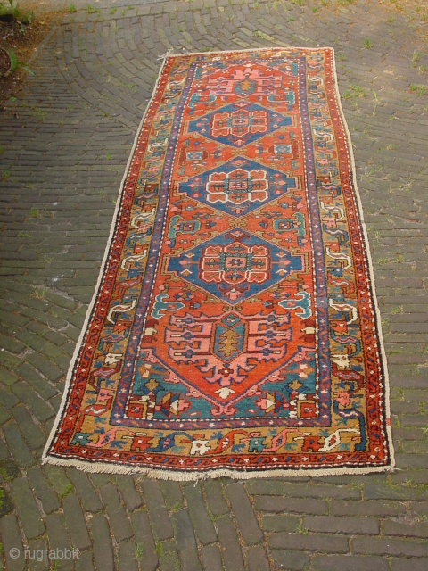 wonderful antique karadjah runner/ long rug  102x307cm (3.4x10.2ft)  great natural colors, original selvedges and complete headends, some locally low pile, no stains, no tears, no mothdamage, no holes, flat laying  ...