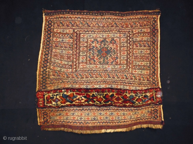 Soumakh luri bakhtiari Bagface
Size: 59x57cm (2.0x1.9ft)
Natural colors, made in circa 1910/20, it is used to be hanged up               