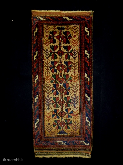 Baluch Balisth
Size: 46x109cm (1.5x3.6ft)
Natural colors, made in circa 1910, it is cutted along the horizontal line (see pic. 6)              