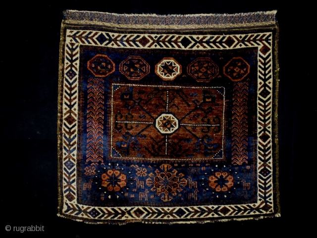 Baluch Bagface
Size: 75x70cm (2.5x2.3ft)
Natural colors, made in circa 1910, thereis one old repair (see pic. 12).                 