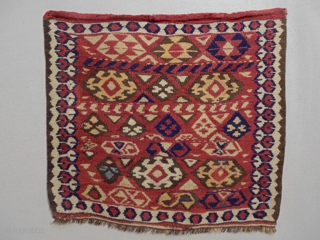 Monastir/Kurdish Kelim Bagface
Size: 75x66cm
Natural colors, made in period 1910, there is old repair                    