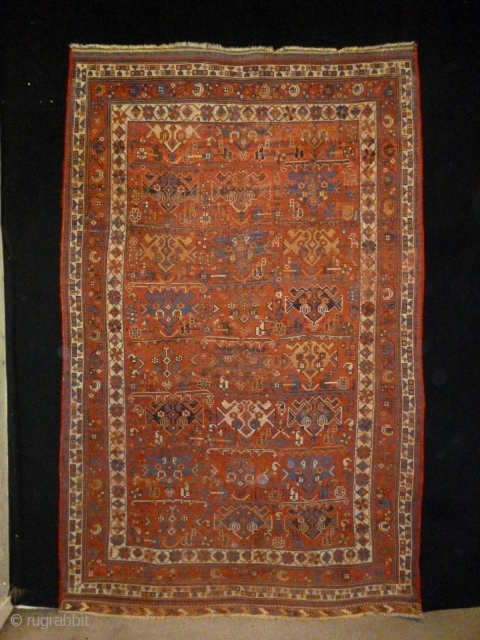 1870/80 Afshar
Size: 140x206cm (4.7x6.9ft)
natural colors, woll on wool                         