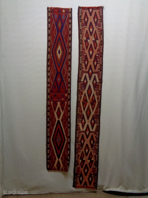 19th Century Caucasian Tent Band Fragment
Size: 30x194cm (1.0x6.5ft) and 30x216cm (1.0x7.2ft)
Natural colors                     