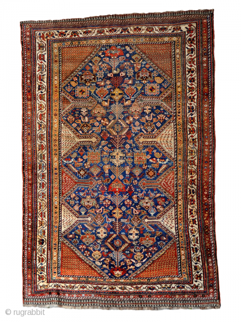 qashqai rug 1880 circa,good connection no repair all natural colors,size 210x140cm                      