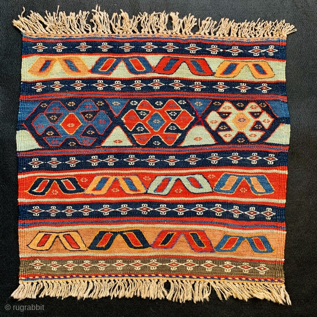 Beautiful Varamin small Kilim 1890 circa all good natural colors and perfect condition size62x67cm                   