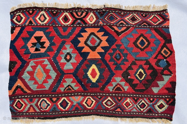 Shahsevan kilim mafrash panel 1880 circa, All colors are saturated and natural,good condition 66x46cm                   