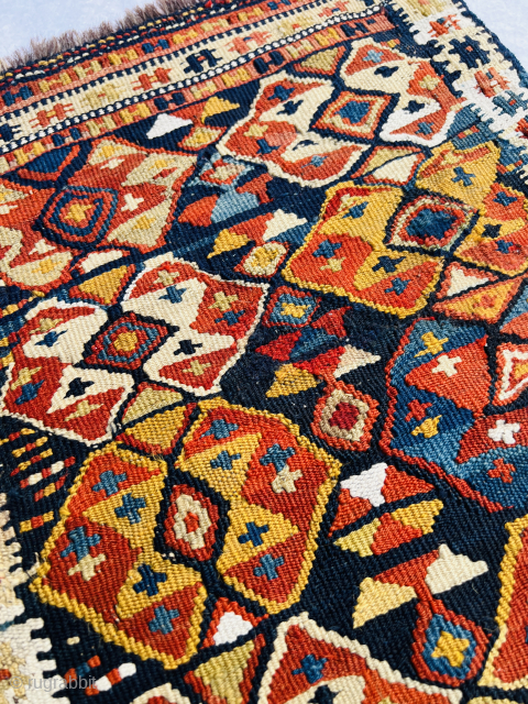 Rare Nord khorasan kordi Quchan kilim Balisht circa1880 all good natural colors and perfect condition size 96x40 Cm               