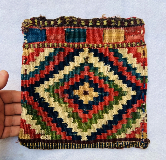 Beautiful Varamin kilim chanteh circa 1880 all good nautral dyes and good condition size25x23                   