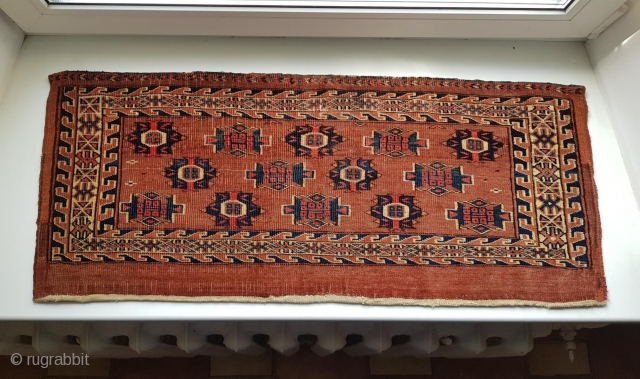 Antique Turkmen Yomud group torba of a rare design. Size is: 96x41. Very good condition as pictured.                