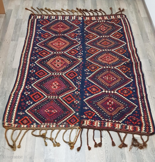 Solid rare antique Vam Kilim, of outstanding quality, tribal design details and great color. Excellent condition. All wool. Size is 224 x 156 cm. Clean and ready to use.    