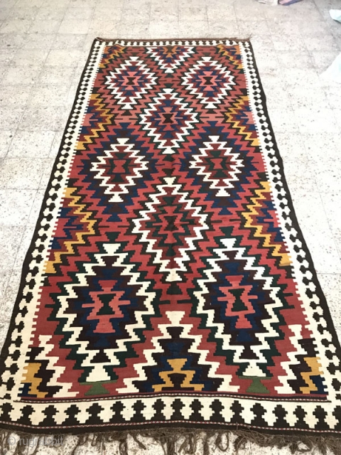 Antique shahsavan kilim based on wool foundation,size:335x155 cm                         