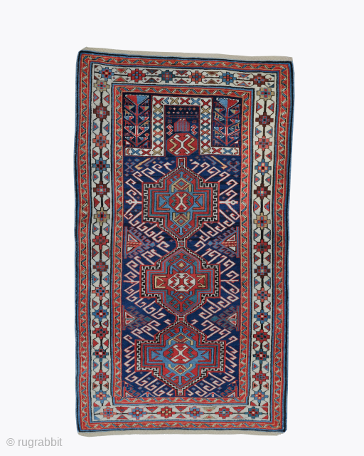 A rare Akstafa Prayer Rug circa 1860 size 84x147 cm                       