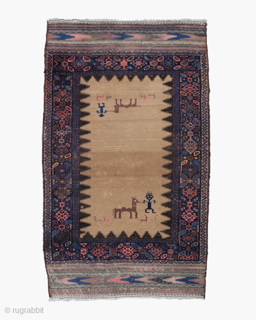 Camel Field Baluch Rug circa 1880 size 80x135 cm                        