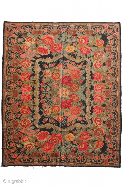 Genuine Hand Woven Oriental Moldavian Rug. About 70 years old. Its size is 13 x 7.7 (Feet). You may hang it on a wall or use on a floor with a padding.  ...