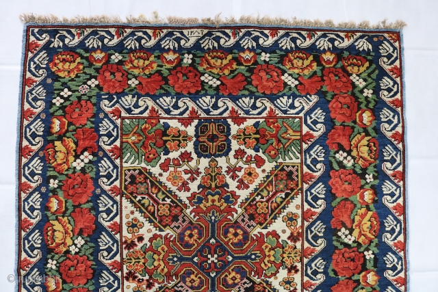 Dated AH 12889/1872 AD Caucasian Seychour rug, Size: 358x138 cm 11.9x4.6 ft,
Available for sale on my LARTA online:https://www.larta.net/larta-online/rug.php?id=19&pid=368               