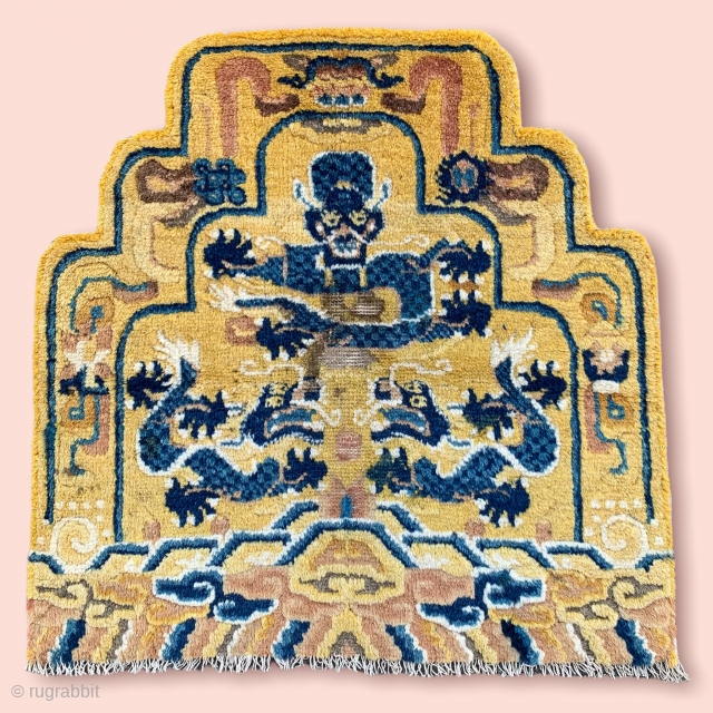 Early 19th century Chinesse Ningxia mat small rug , great colours and condition size: 65x64 cm 2.2x2.2 ft               