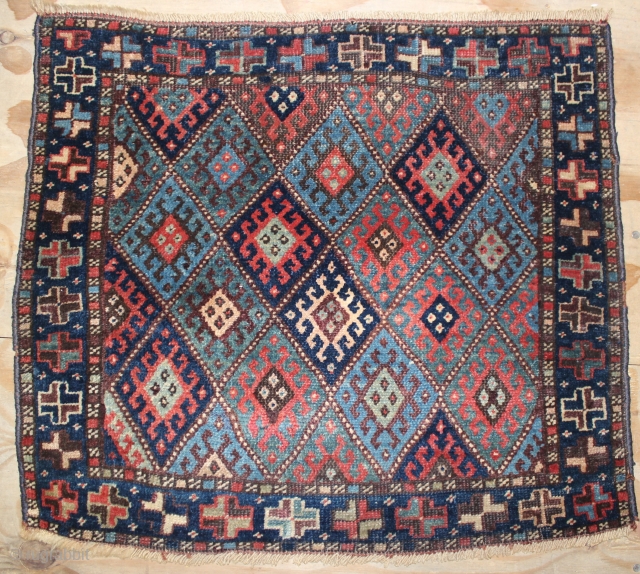 ca.1890 Antique Jaf bagface,wonderful natural colours,size:65x72 cm 2.1x2.4 ft                        