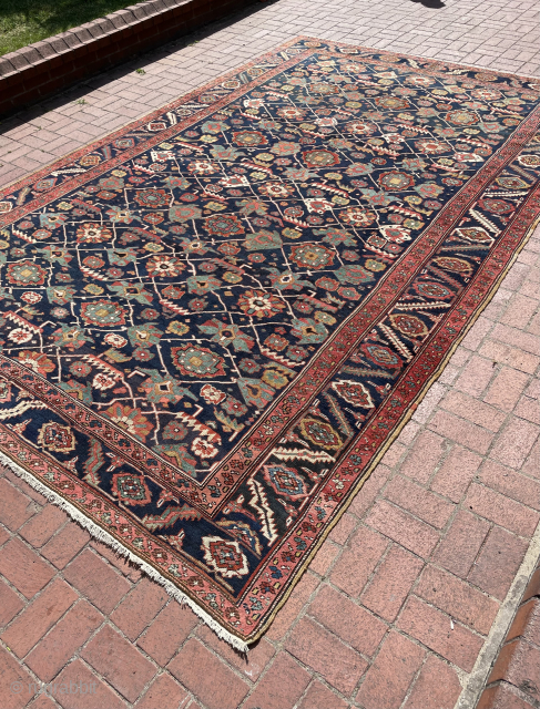 Circa 1880 excellent condition Heriz carpet, 405 x 265 cm (8’8 x 13’3). It has old repiled places inside. Please contact via WhatsApp : +905343303848 or e-mail: halilaalan@gmail.com     