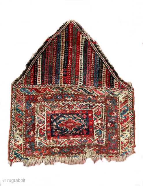 Circa 1880 southeast Persian kurdish tribe, probably Zanjan area Heybe or Qur-an cover with charming stripe design. All colors natural also good pile. Size 70 x 65 cm. Please contact directly via  ...