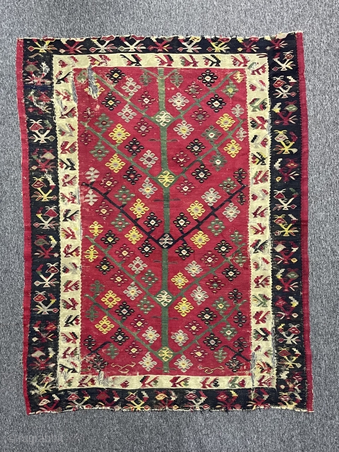 Antique Sharkoy kilim circa 1870 size : 195 x 150 cm. Contact for more details.                  