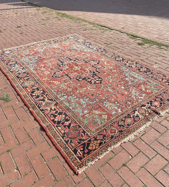 Antique Heriz carpet circa 1910 around, all colors natural dyes. Size: 310 x 202 cm. Contact for more details              