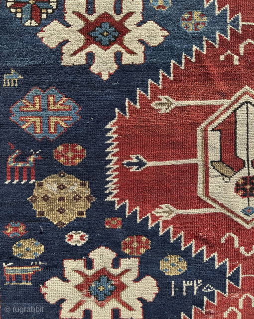 Shirvan Karagashli Rug Dated 1320 ( 1902 ) Size : 120x190 cm
Please contact directly. Halilaydinrugs@gmail.com                  