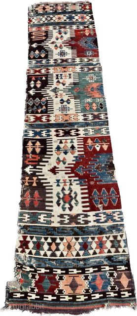 19th Century Sivrihisar Kilim Size: 75x300 cm                          