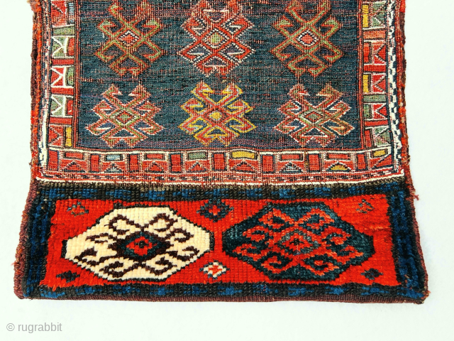 Wonderful Varamin somac bag circa 1880 all good natural colors With a knotted part in the center stunning red color…beautiful kilim In the back and perfect condition size 48x38 Cm
Please Contact this  ...