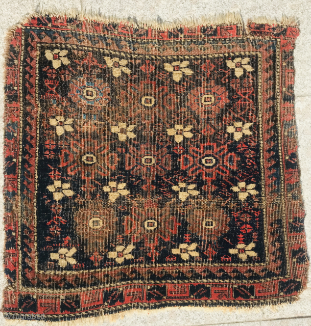 Very old and floppy weave Baluch bagface size~65x65cm                         